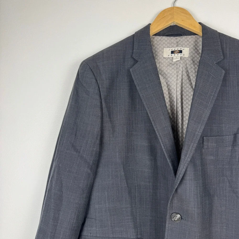 Joseph‎ Abboud Mens Large Blazer Jacket Charcoal Gray 100% Cotton Two Button